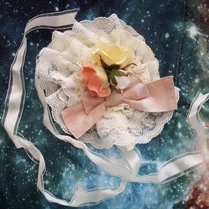 AatP lolita ribbon lace rose fascinator